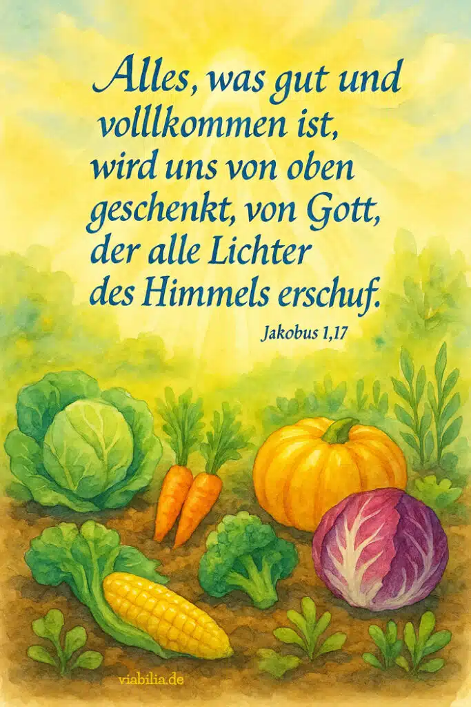 Bibelspruch zu Erntedank auf Bild: Alles was gut und vollkommen ist Bibelspruch zu Erntedank auf Bild: Alles was gut und vollkommen ist