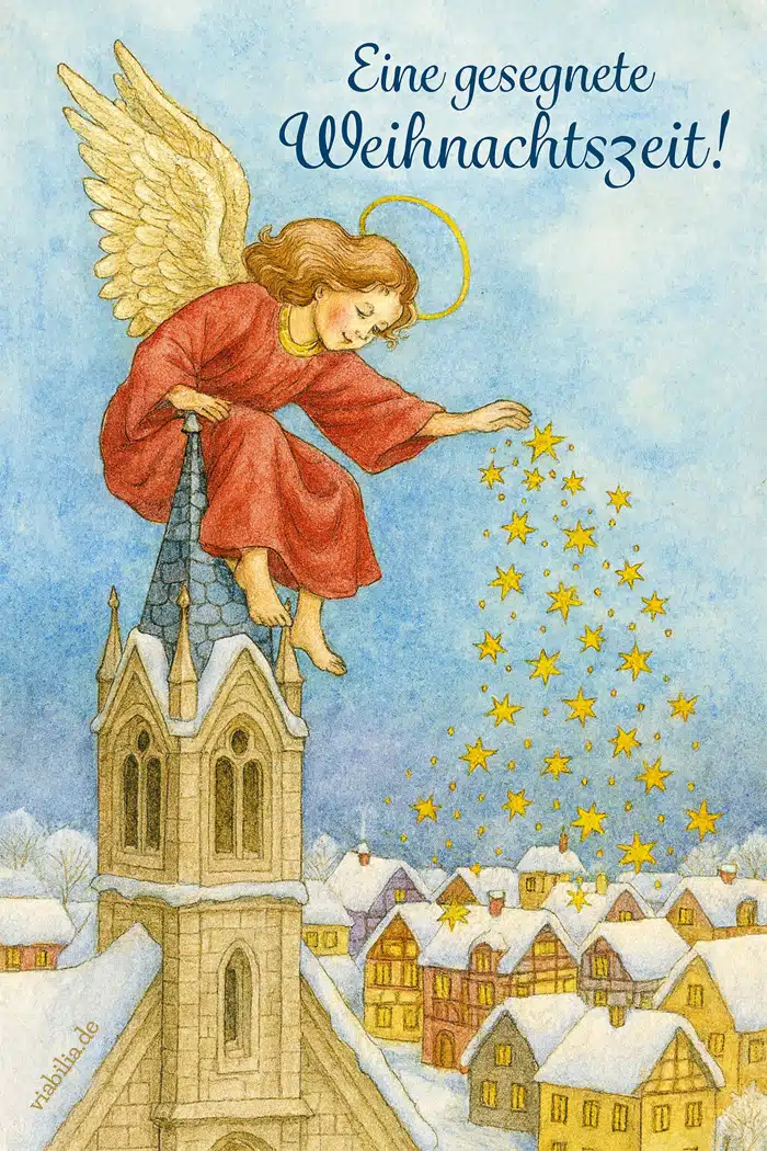 Eine gesegnete Weihnachtszeit, christlich: Engel spendet Segen Eine gesegnete Weihnachtszeit, christlich: Engel spendet Segen