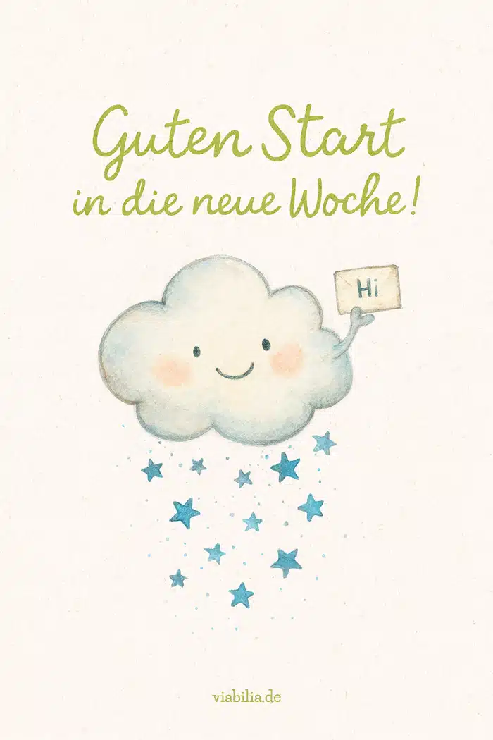 Guten Start in die neue Woche, lustiges Bild mit grüßender Wolke