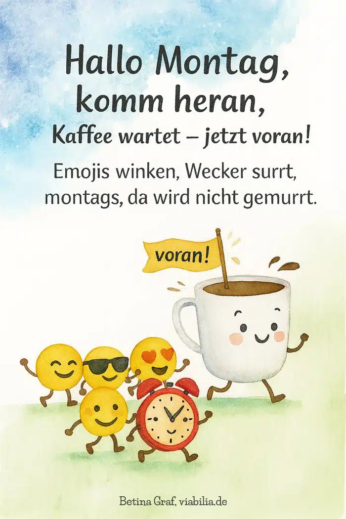 Hallo Montag, Gedicht bzw. Spruch und lustiges Bild