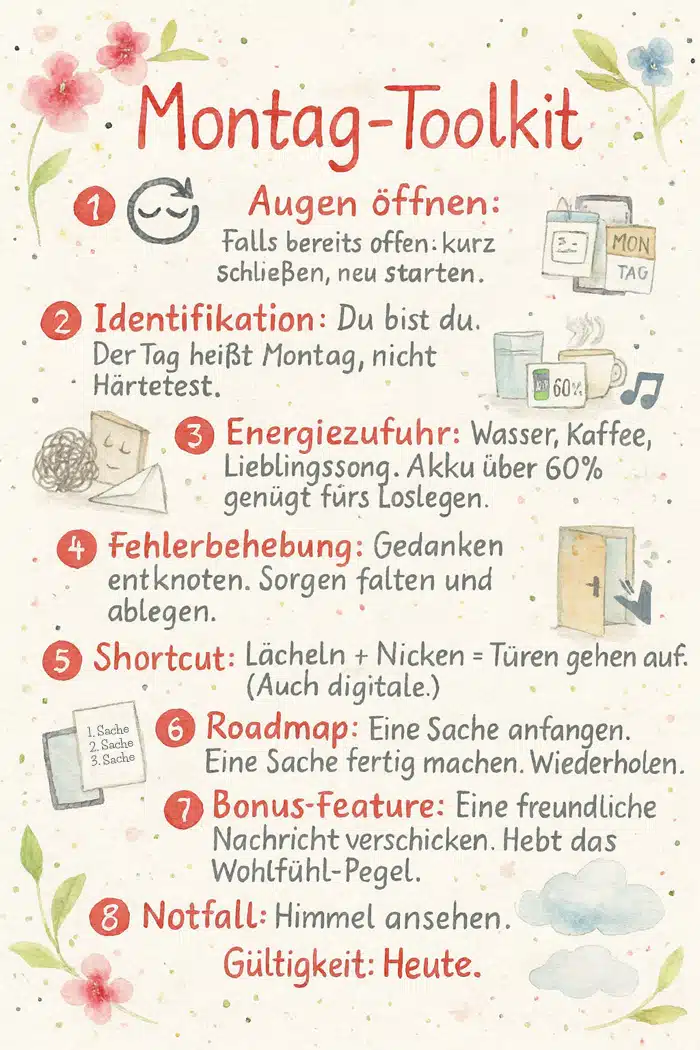 Lustige Montagsgrüße Montag-Toolkit Gedicht Spruch