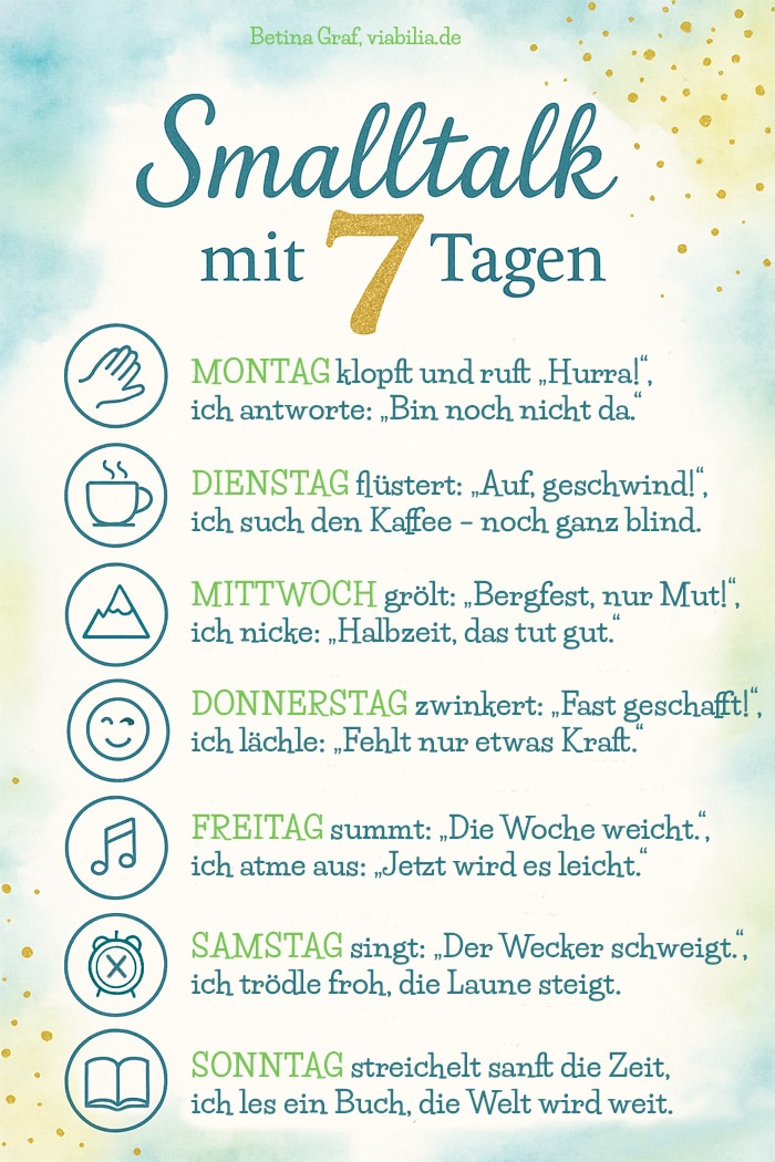 Lustiges Gedicht: Smalltalk mit Wochentagen