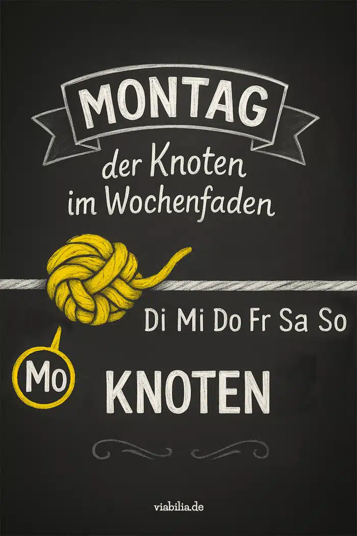 Montag: lustiges Bild mit Knoten im Wochenfaden