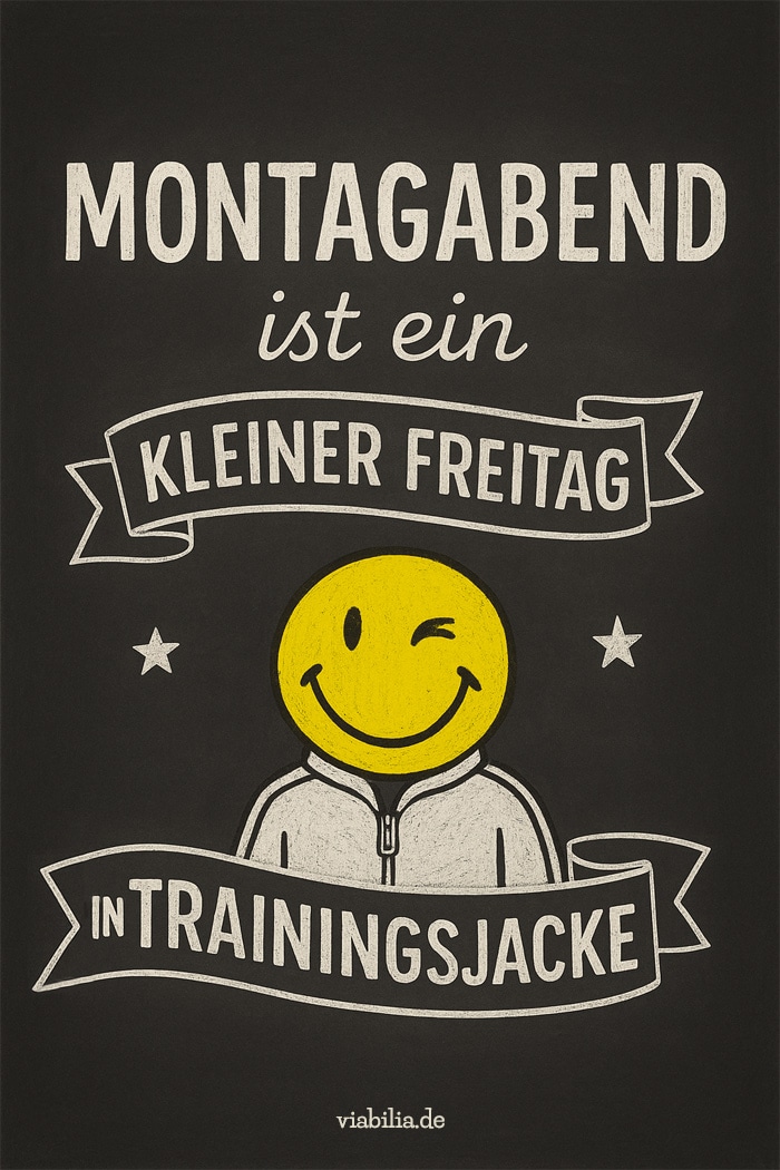 Montagabend: lustiger Spruch mit Smiley Montagabend: lustiger Spruch mit Smiley