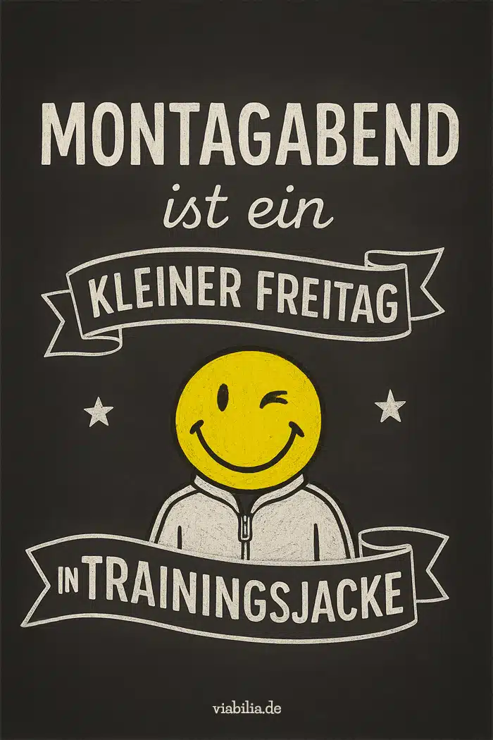 Montagabend: lustiger Spruch mit Smiley