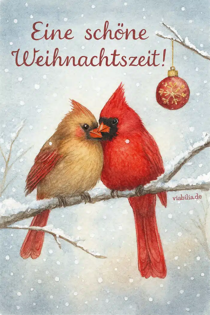 Romantisches Bild mit Vogel-Pärchen für eine schöne Weihnachtszeit Romantisches Bild mit Vogel-Pärchen für eine schöne Weihnachtszeit