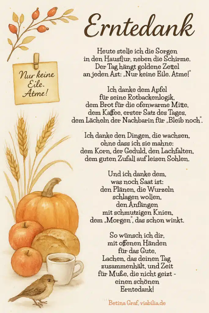 Schönen Erntedank: Gedicht bzw. Spruch mit guten Wünschen Schönen Erntedank: Gedicht bzw. Spruch mit guten Wünschen