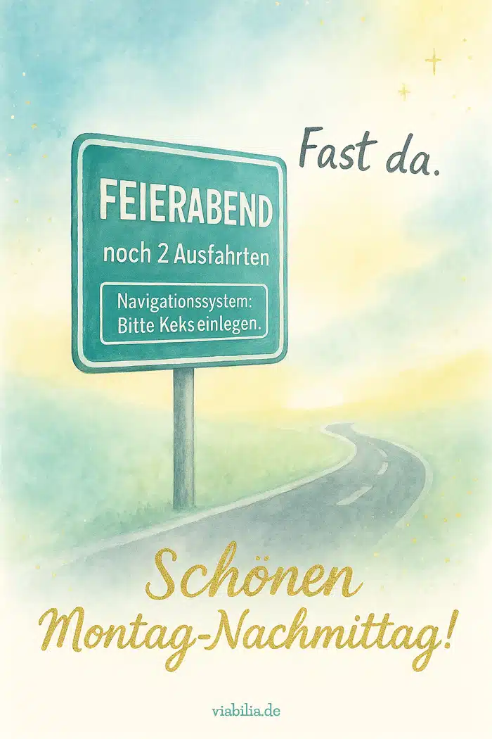 Schönen Montag-Nachmittag, Feierabend fast da, lustiges Bild