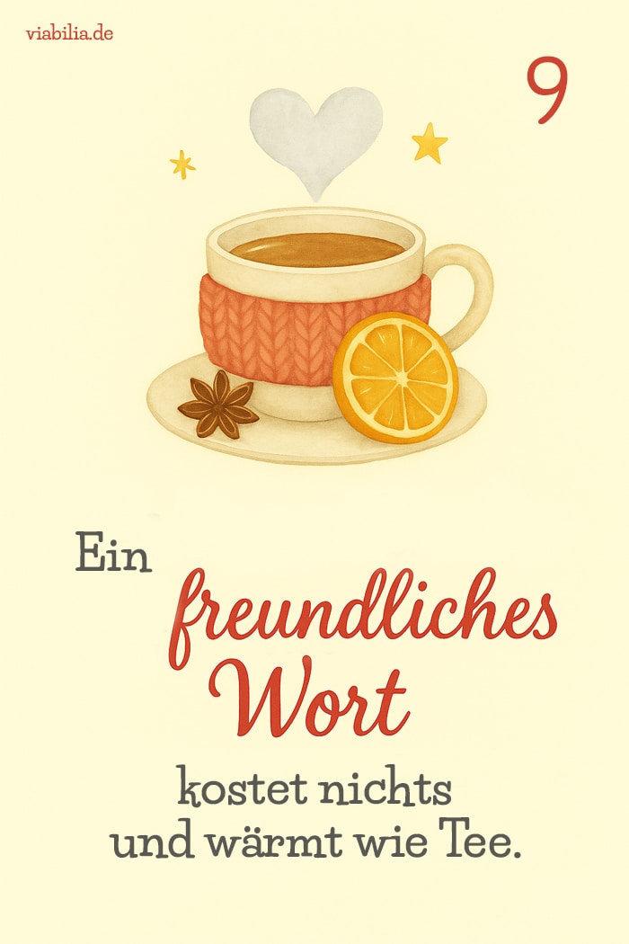 Adventskalender-Spruch mit Illustration zum 9. Dezember Adventskalender-Spruch mit Illustration zum 9. Dezember