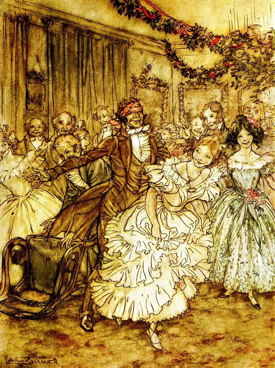 Weihnachtsgeschichte mit Scrooge, hier Freds Weihnachtsgesellschaft