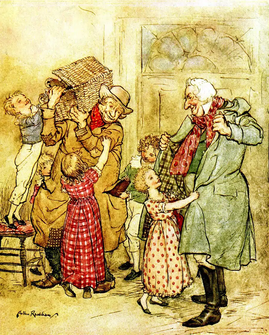 Weihnachtsgeschichte mit Scrooge, hier: Belles Vater kommt heim