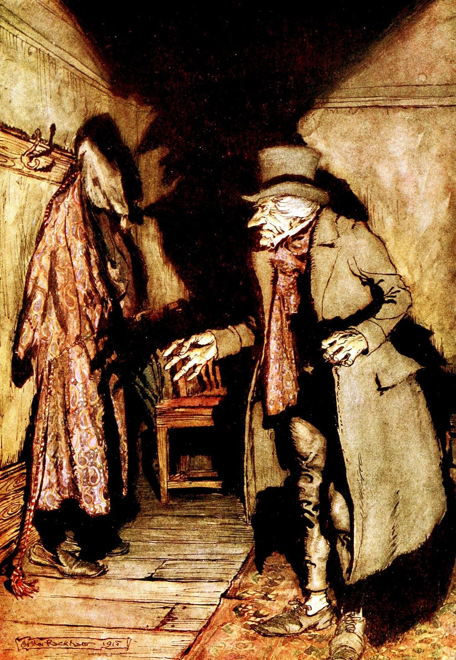 Weihnachtsgeschichte: Scrooge kommt zuhause an Weihnachtsgeschichte: Scrooge kommt zuhause an
