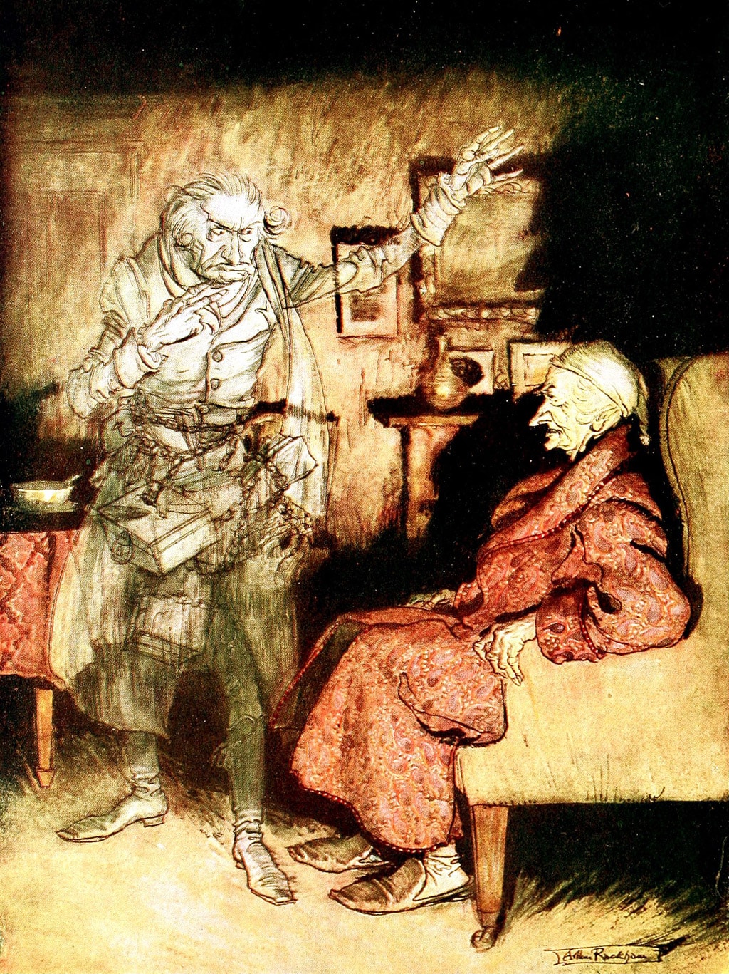 Weihnachtsgeschichte: Scrooge mit Geist von Jakob Marley Weihnachtsgeschichte: Scrooge mit Geist von Jakob Marley