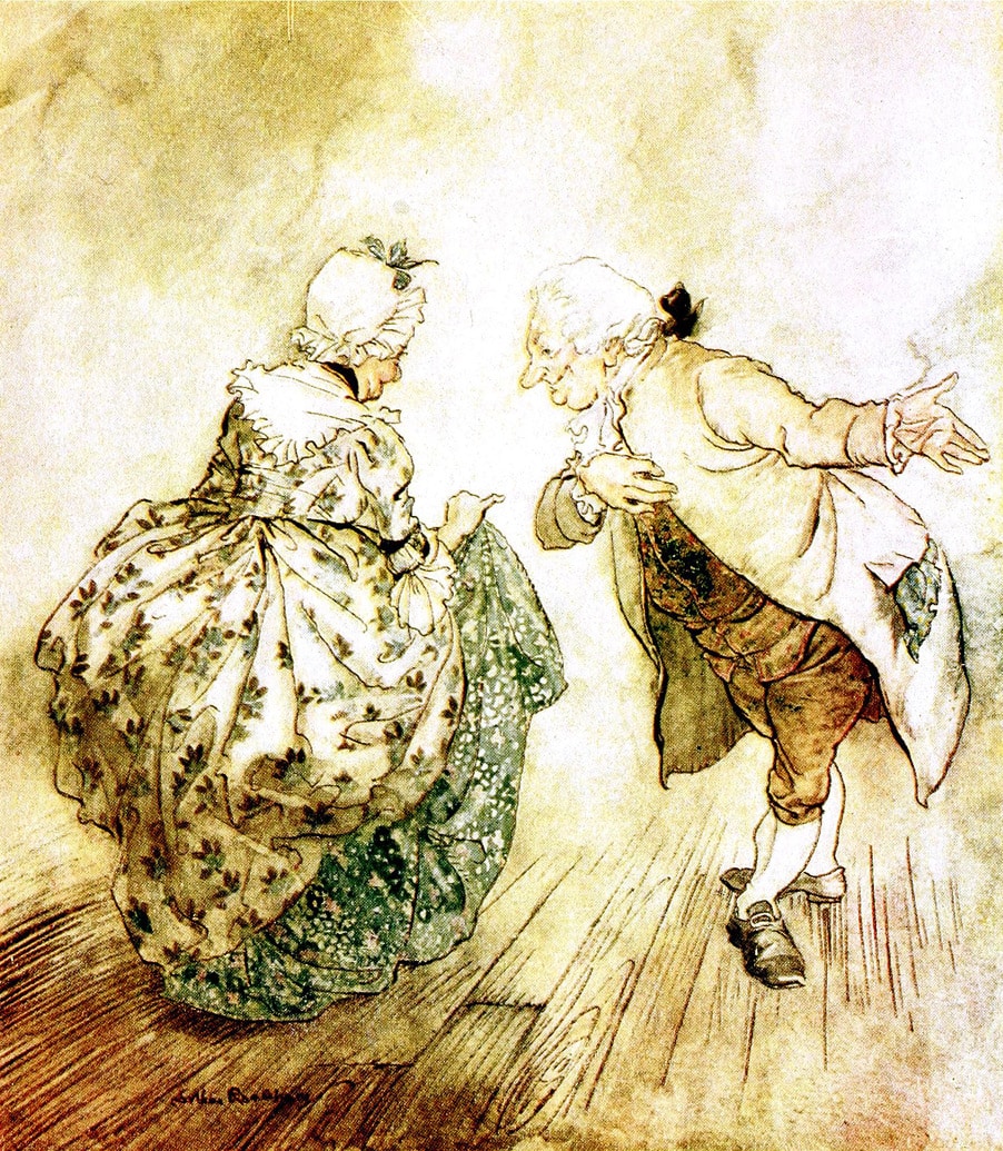 Weihnachtsgeschichte mit Scrooge, hier Mr. und Mrs. Fezziwig beim Tanz Weihnachtsgeschichte mit Scrooge, hier Mr. und Mrs. Fezziwig beim Tanz
