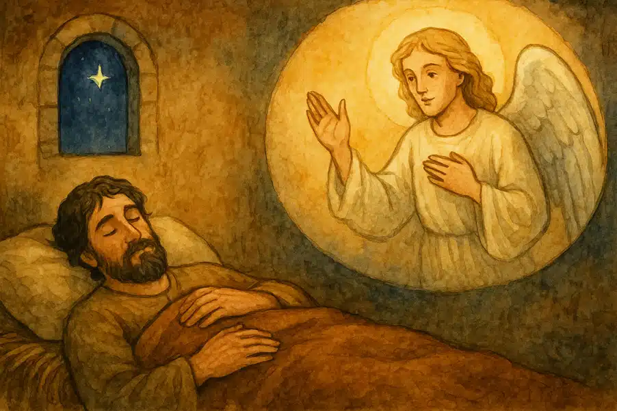 Die Weihnachtsgeschichte aus der Bibel: Ein Engel erscheint Joseph im Traum Die Weihnachtsgeschichte aus der Bibel: Ein Engel erscheint Joseph im Traum