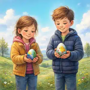 Geschichte bzw. Ostergeschichte: Das mutig Ei vom Hügel