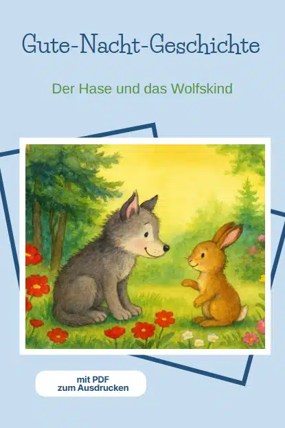 Gute-Nacht-Geschichte, Tiergeschichte: Der Hase und das Wolfskind Gute-Nacht-Geschichte, Tiergeschichte: Der Hase und das Wolfskind