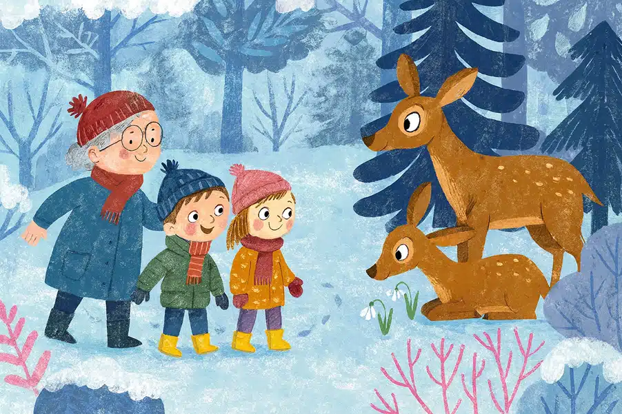 Gute-Nacht-Geschichte, Wintergeschichte: Entdeckungstour durch den Winterwald Gute-Nacht-Geschichte, Wintergeschichte: Entdeckungstour durch den Winterwald