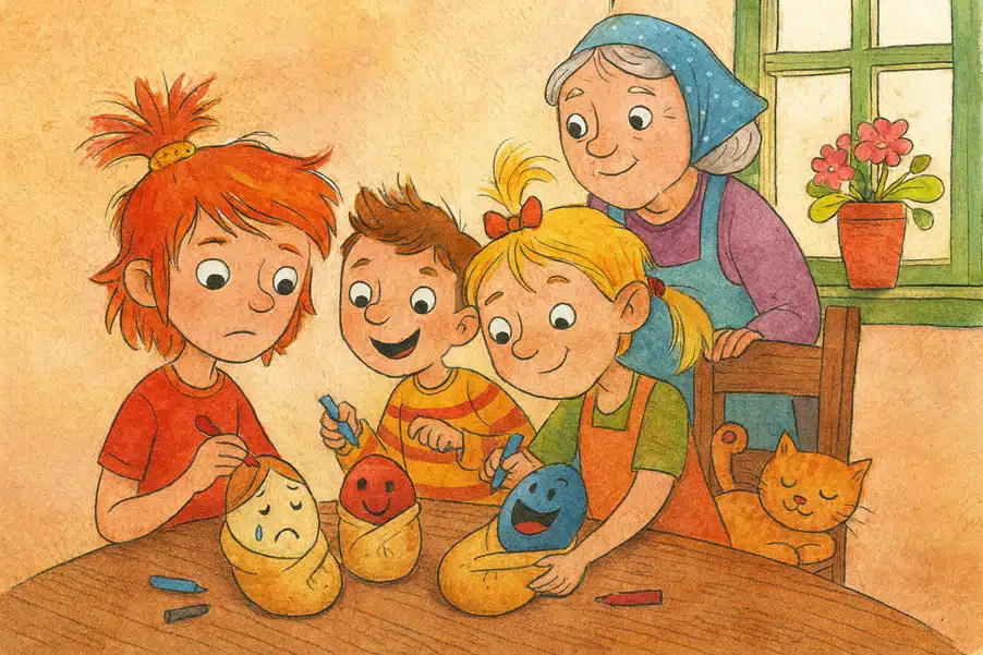 Kurze Ostergeschichte für Kinder: Oster-Brotbabys im Küstendorf Kurze Ostergeschichte für Kinder: Oster-Brotbabys im Küstendorf