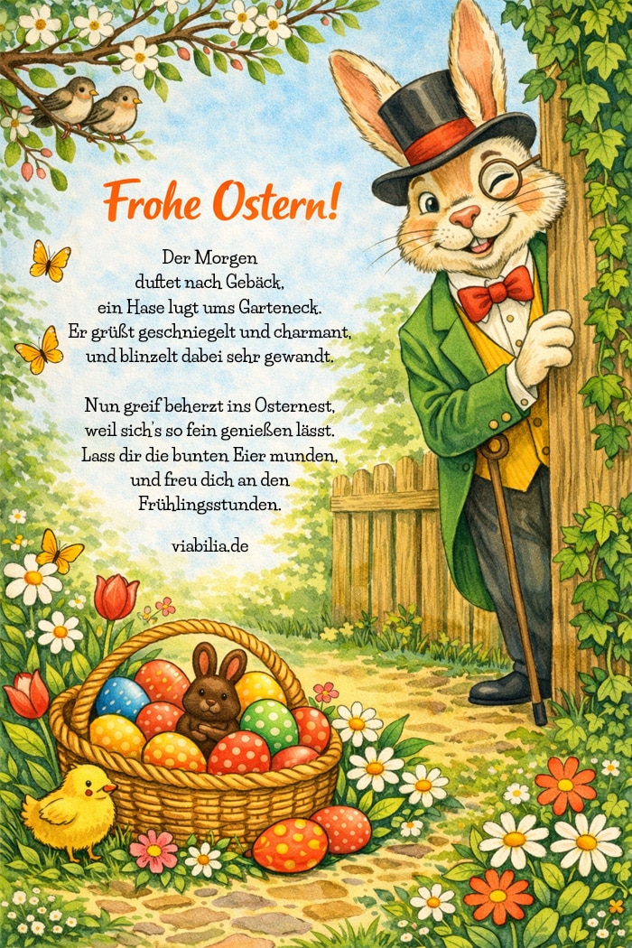 Ostergedicht: Frohe Ostern mit Hase Ostergedicht: Frohe Ostern mit Hase