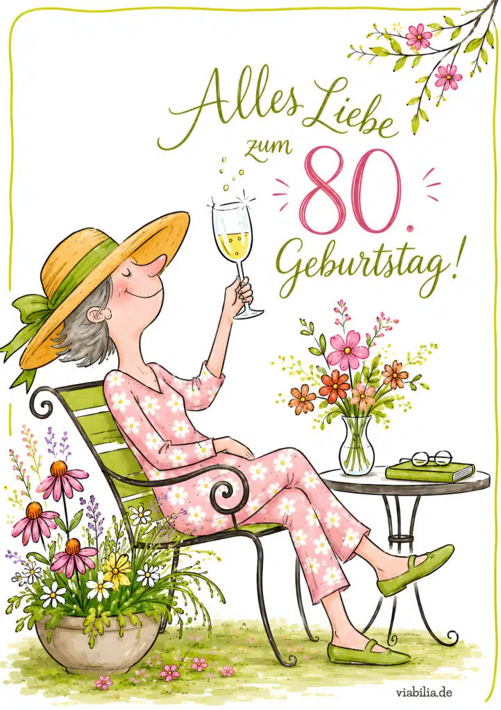 Alles Liebe zum 80. Geburtstag: fröhliche Oma