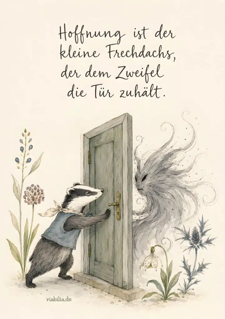 Humorvoller Mutmach-Spruch auf Karte über Zweifel