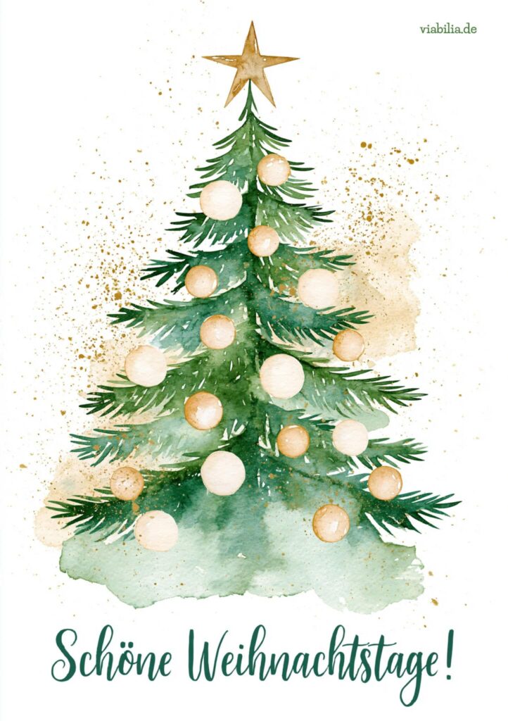 Schöne Weihnachtstage mit Bild eines modernen Weihnachtsbaums
