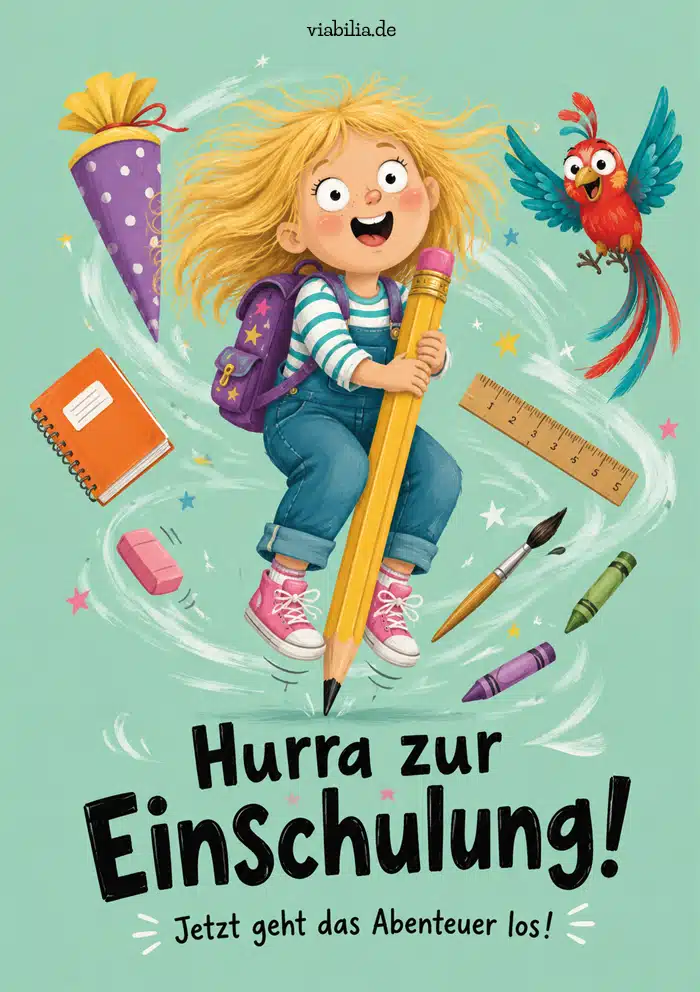 Hurra zur Einschulung eines Mädchens Hurra zur Einschulung eines Mädchens