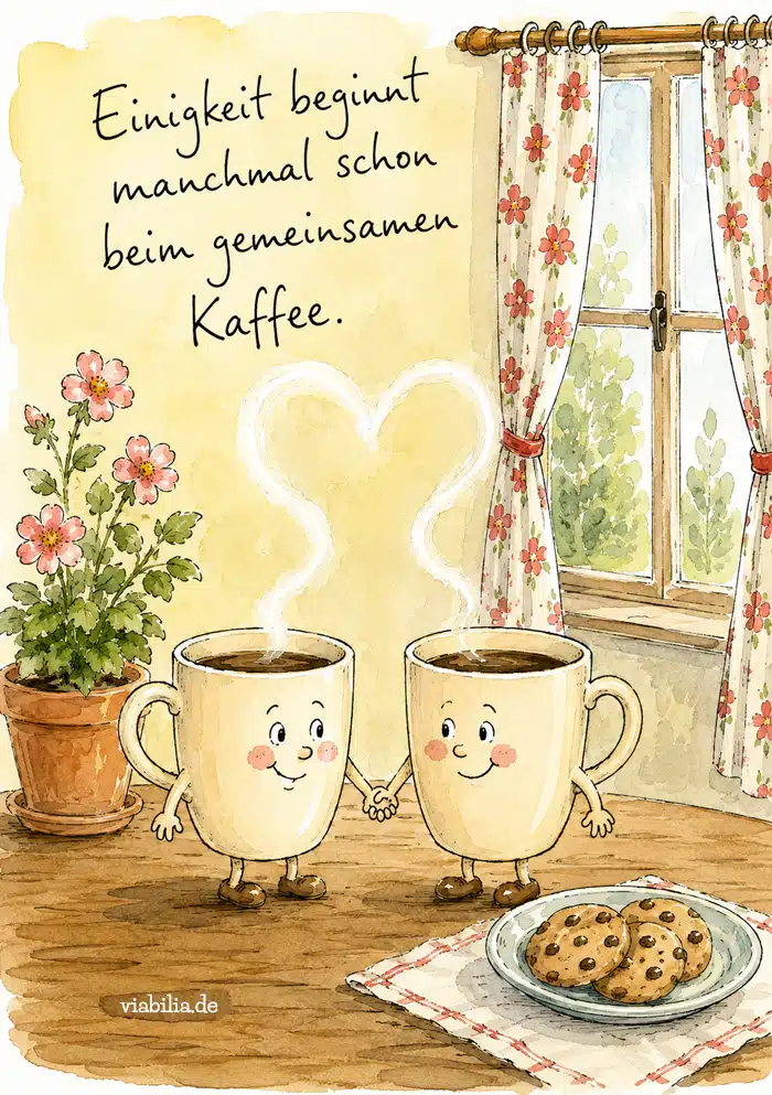 Lustiges Bild zum Tag der Deutschen Einheit: Einigkeit beim Kaffee Lustiges Bild zum Tag der Deutschen Einheit: Einigkeit beim Kaffee