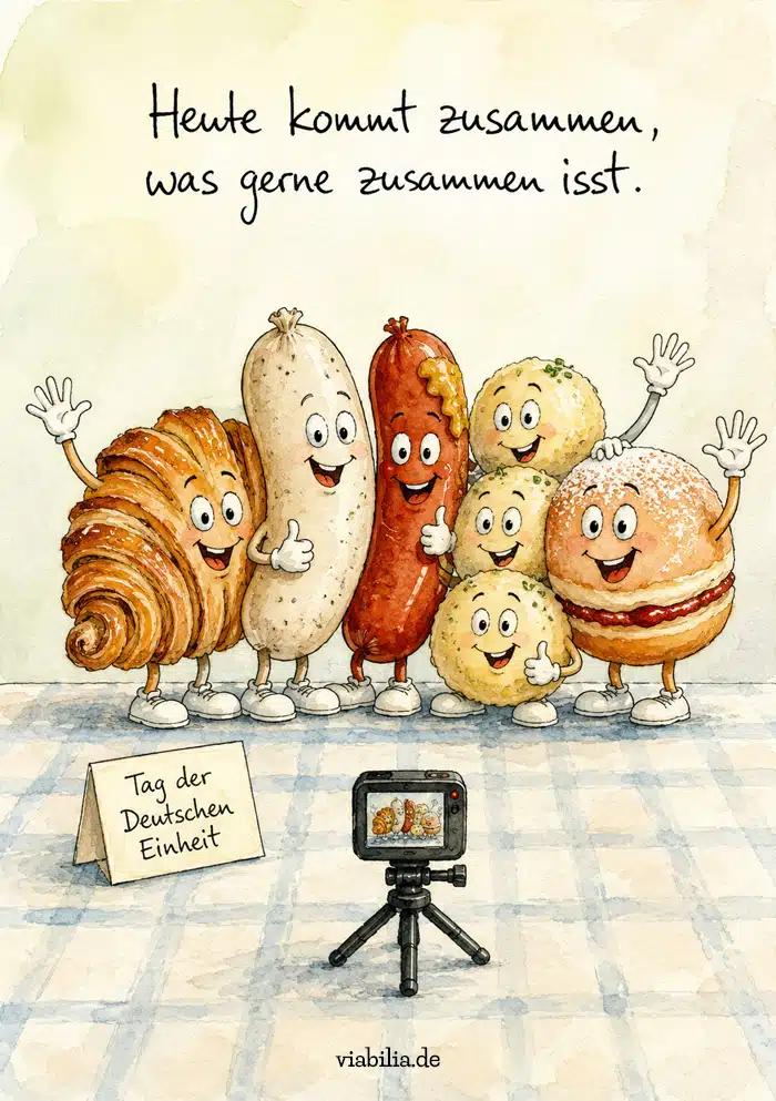 Lustiges Bild zum Tag der Deutschen Einheit mit Würsten Deutschlands Lustiges Bild zum Tag der Deutschen Einheit mit Würsten Deutschlands