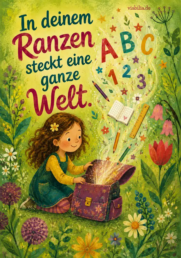 Glückwünsche zur Einschulung an ein Mädchen: In deinen Ranzen steckt eine ganze Welt Glückwünsche zur Einschulung an ein Mädchen: In deinen Ranzen steckt eine ganze Welt