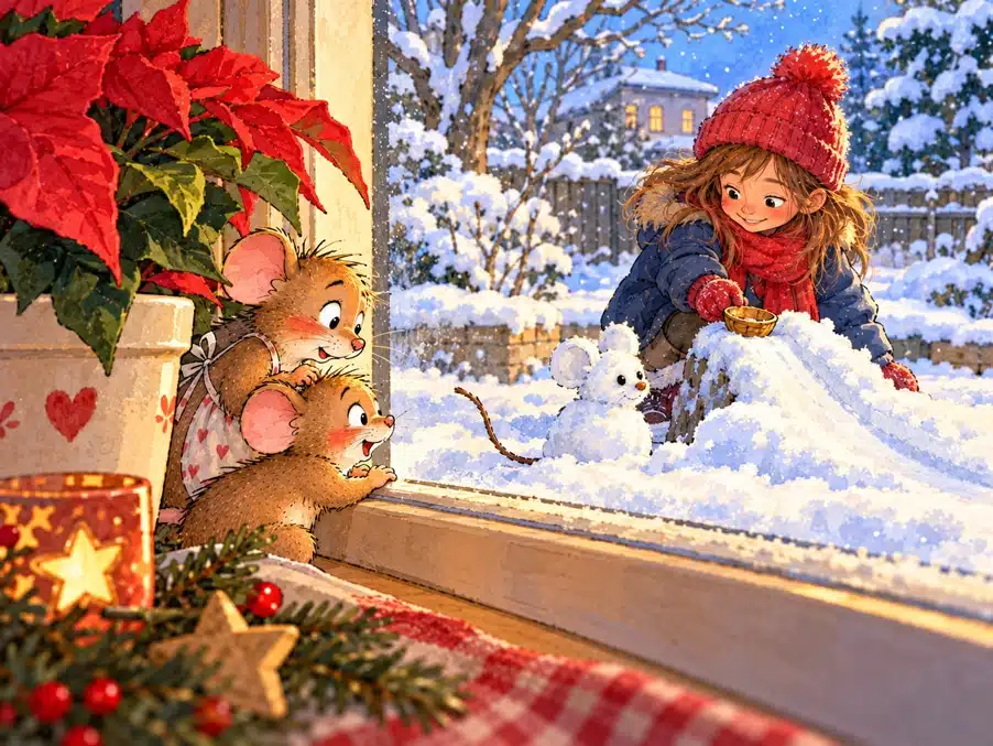 Weihnachtsgeschichte mit Mäuschen Mika, hier mit Schneemaus Weihnachtsgeschichte mit Mäuschen Mika, hier mit Schneemaus