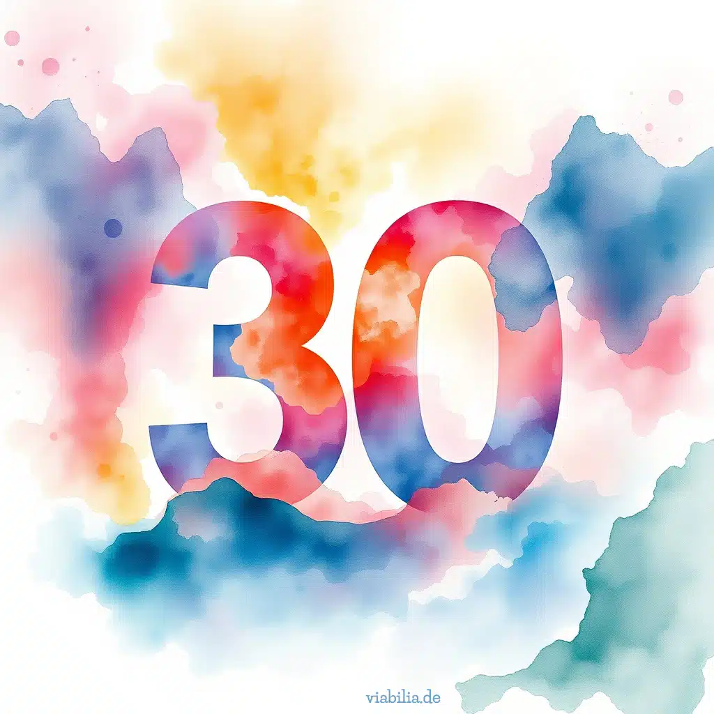 Glückwünsche zum 30. Geburtstag, malerisch mit Wölkchen