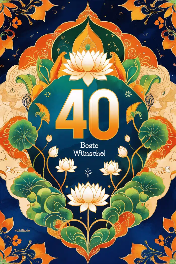 Beste Wünsche zum 40. Geburtstag mit Lotusblumen