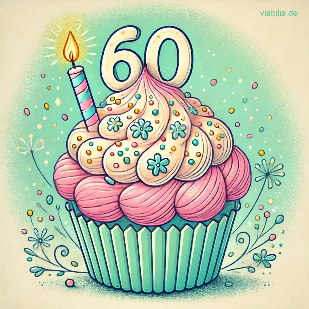 Süße Geburtstagsgrüße zum 60. mit Cupcake Süße Geburtstagsgrüße zum 60. mit Cupcake
