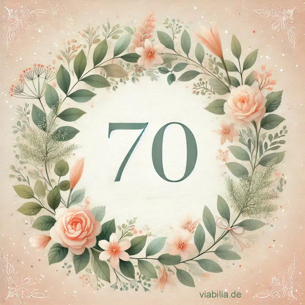 Grüße zum 70. Geburtstag mit Blumenkranz