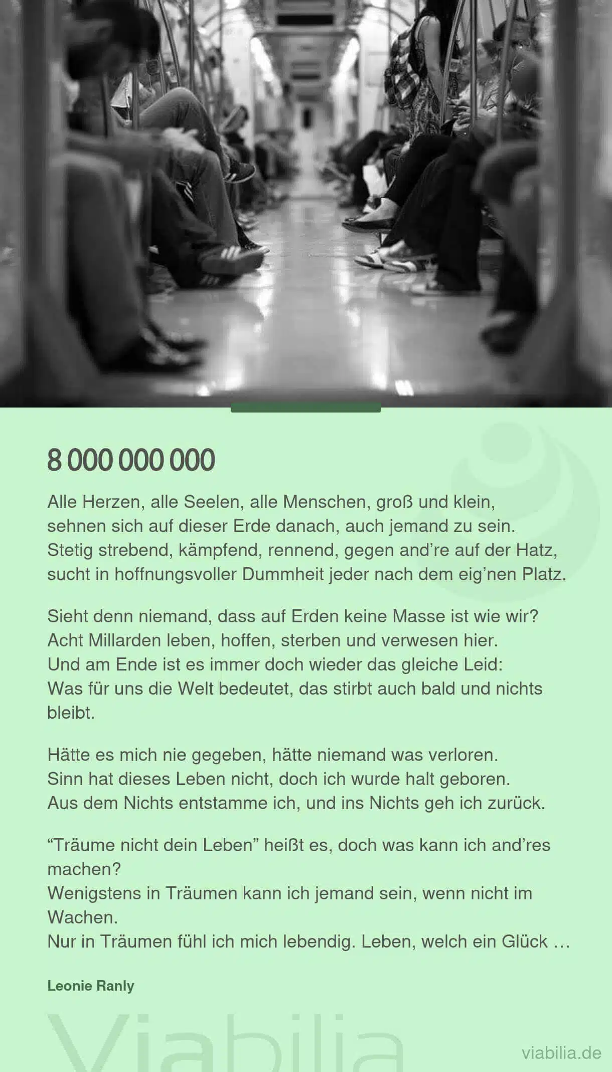 8 Milliarden-Menschen: Gedicht über Überbevölkerung
