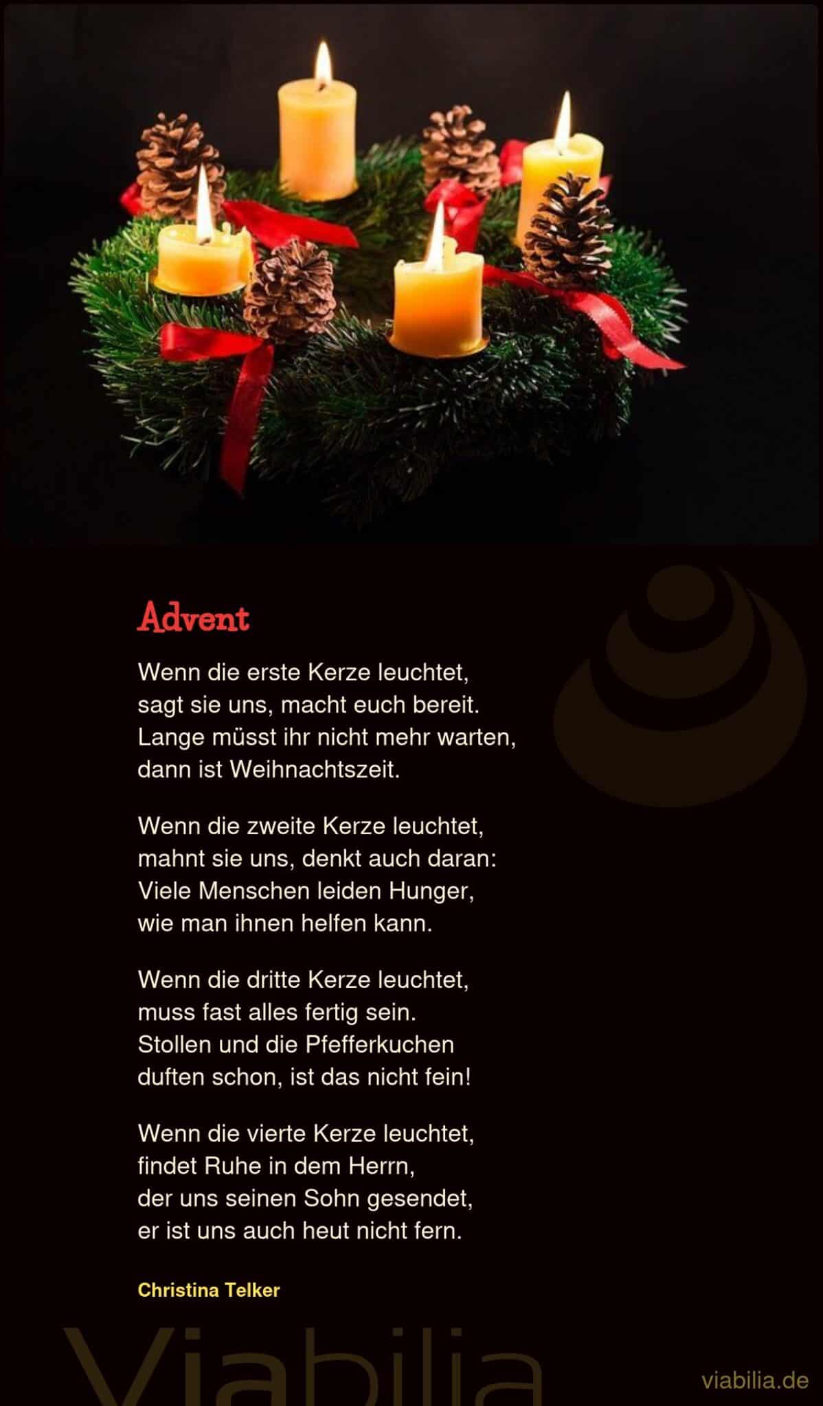 Weihnachtsgedicht über die vier Kerzen im Advent