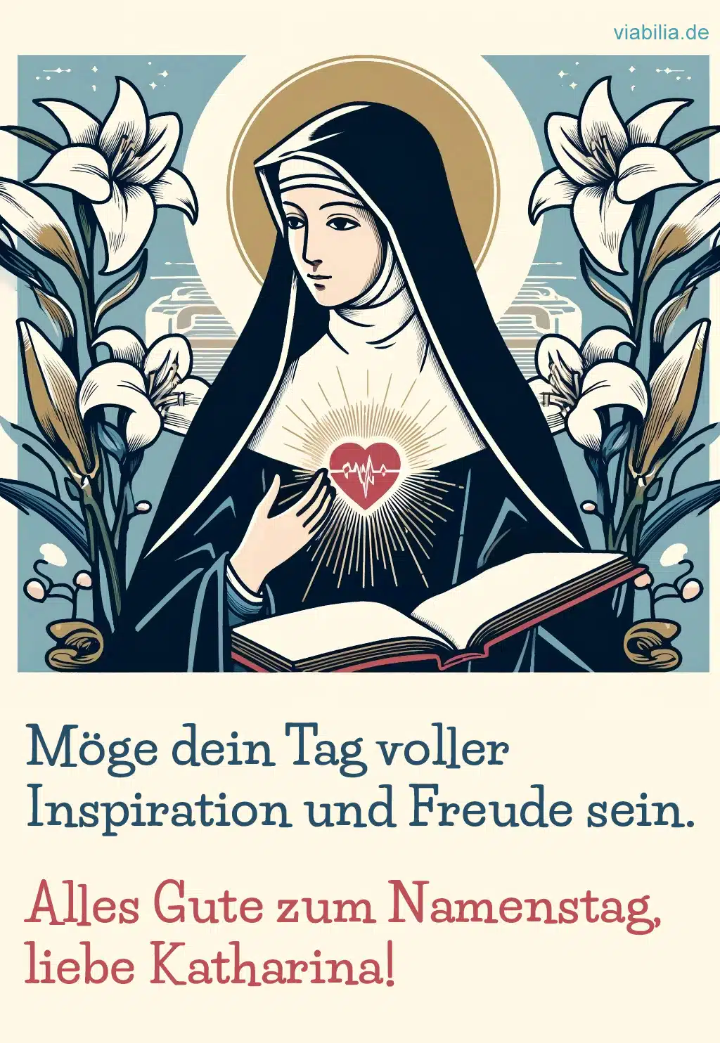 Alles Gute zum Namenstag Katharina mit Bild der heiligen Katharina von Siena Alles Gute zum Namenstag Katharina mit Bild der heiligen Katharina von Siena