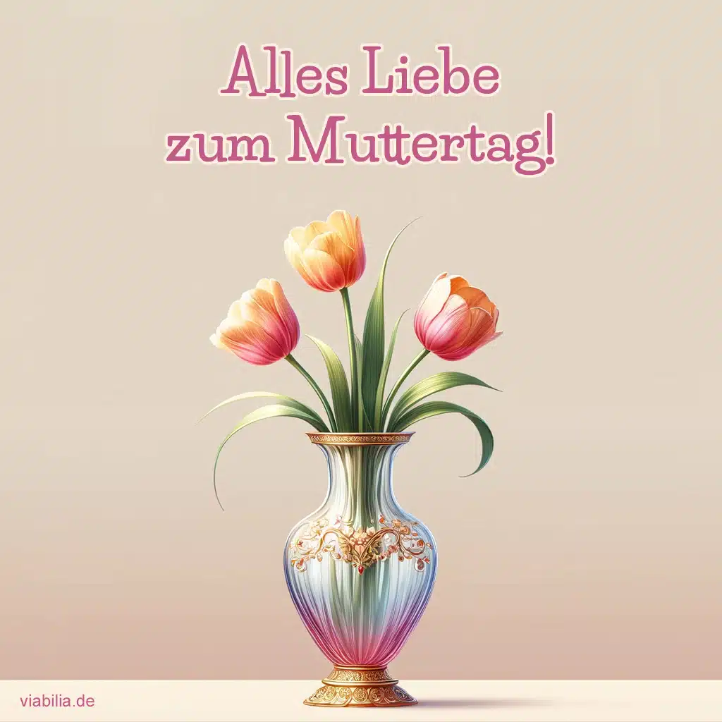 Alles Liebe zum Muttertag: Vase mit drei Tulpen