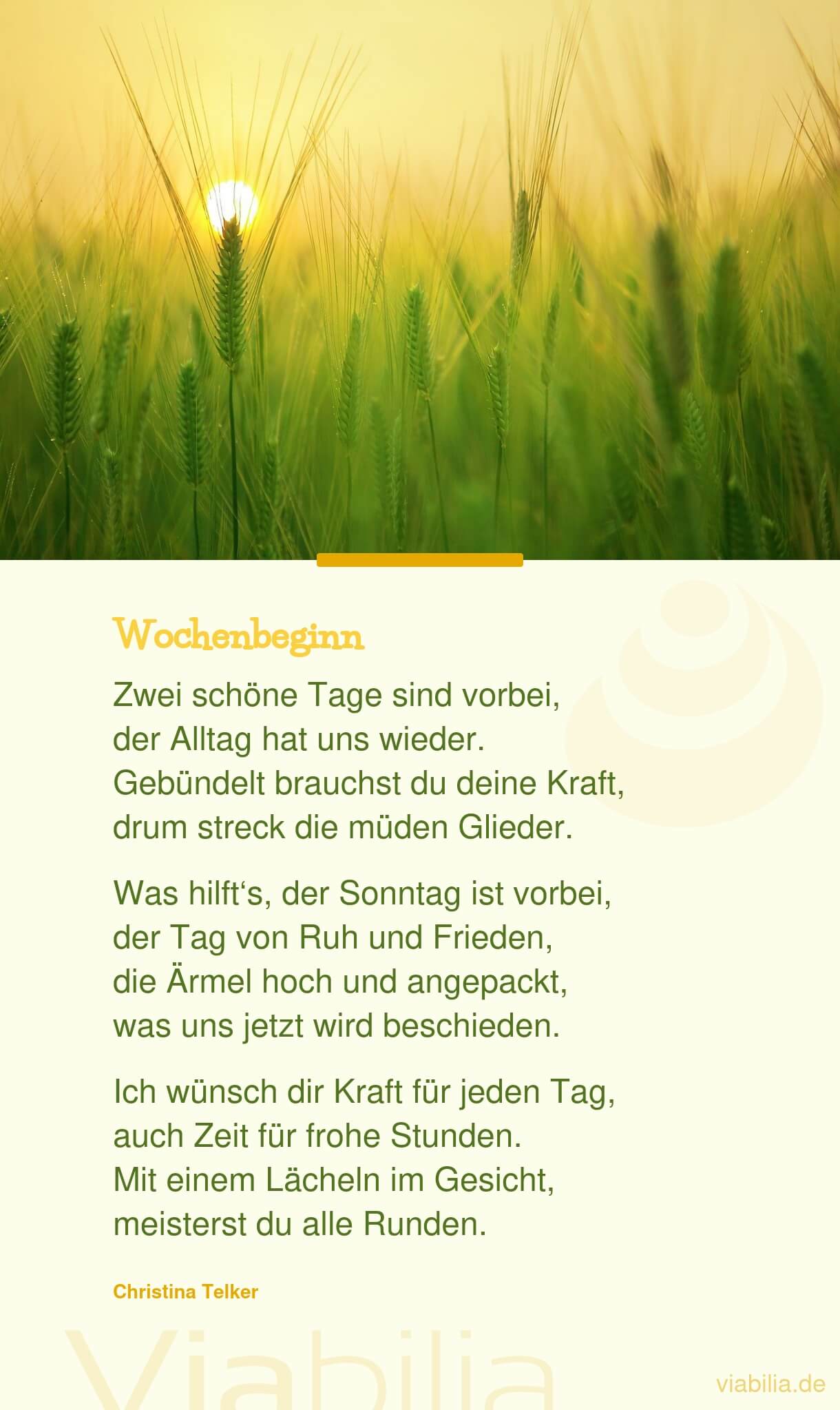 Christina Telker: Gedicht zum Wochenbeginn
