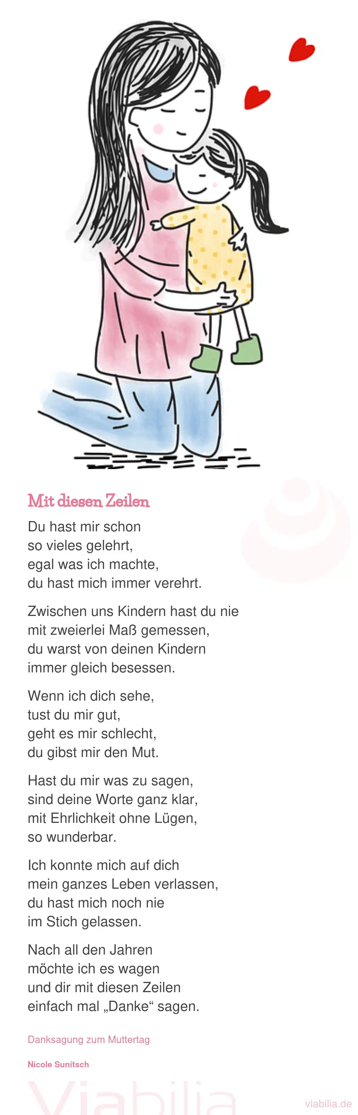 Modernes Muttertagsgedicht: Danksagung zum Muttertag