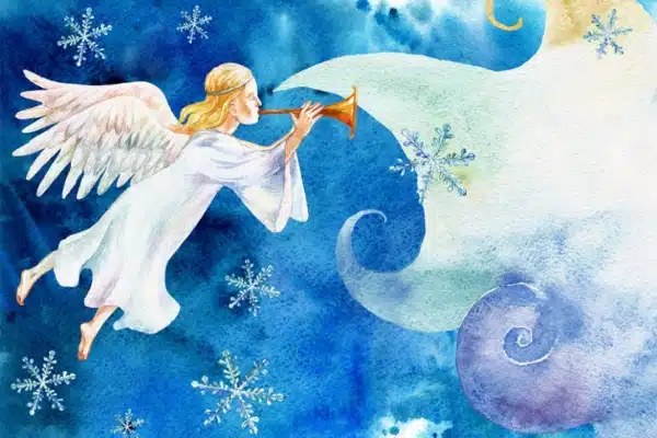 Weihnachten und der Engel der Verkündigung mit der Frohbotschaft Weihnachten und der Engel der Verkündigung mit der Frohbotschaft