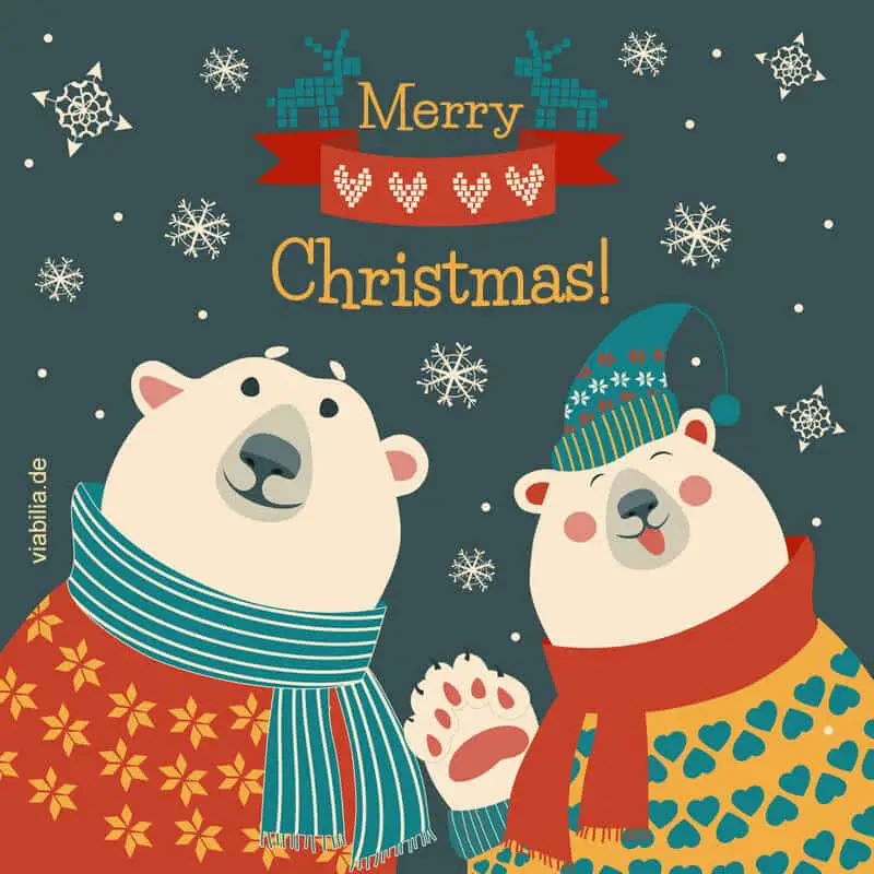 Englische Weihnachtsgrüße mit zwei Bären: Merry Christmas!