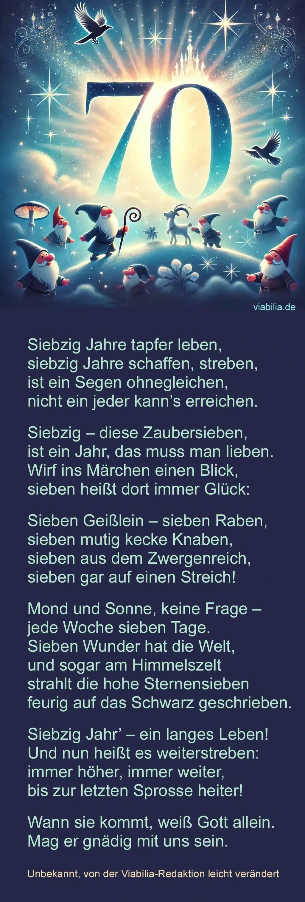 Gedicht zum 70. Geburtstag
