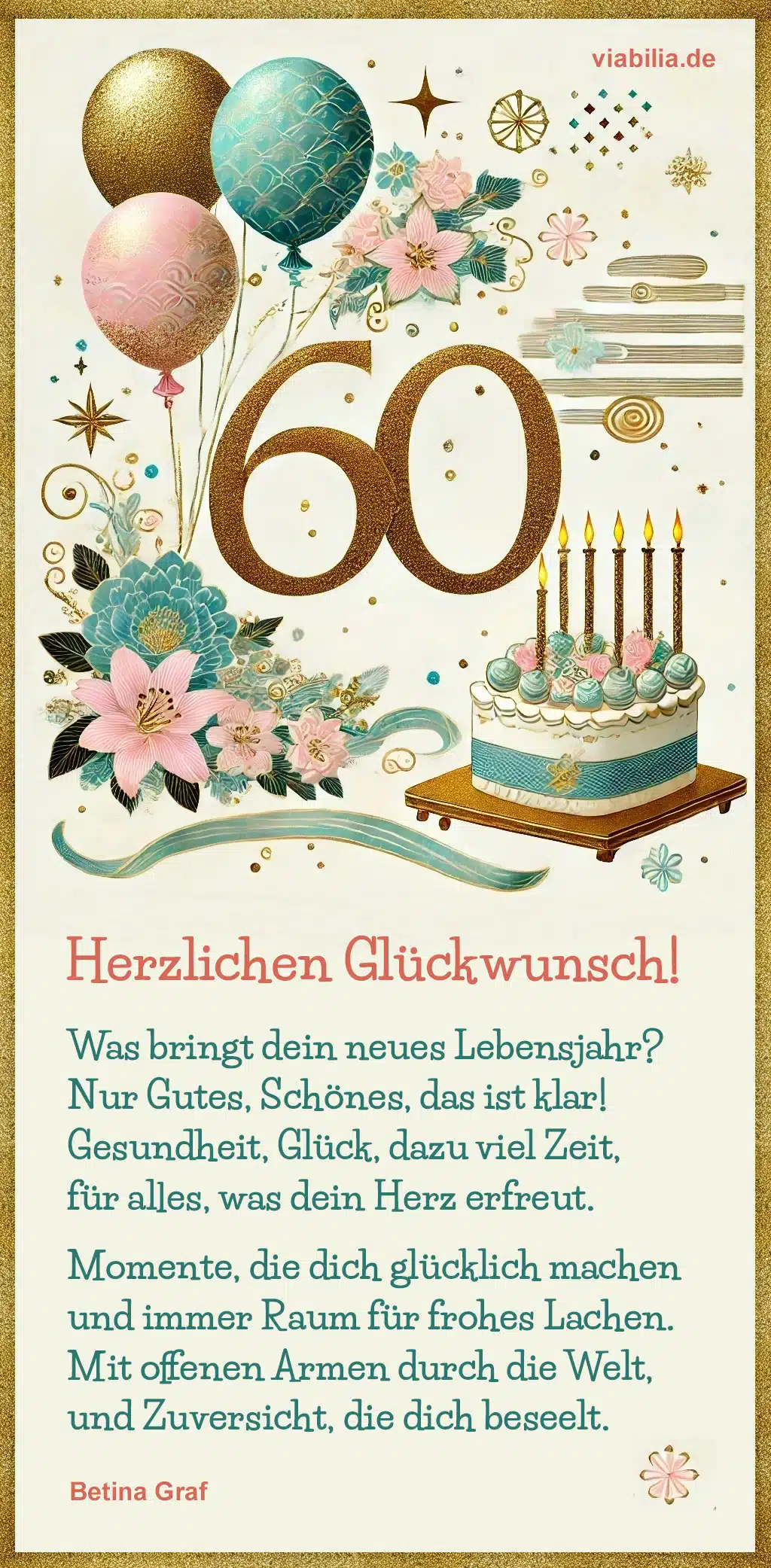 Glückwünsche zum 60. Geburtstag in Form eines modernen Gedichts mit schönem Bild für WhatsApp Glückwünsche zum 60. Geburtstag in Form eines modernen Gedichts mit schönem Bild für WhatsApp