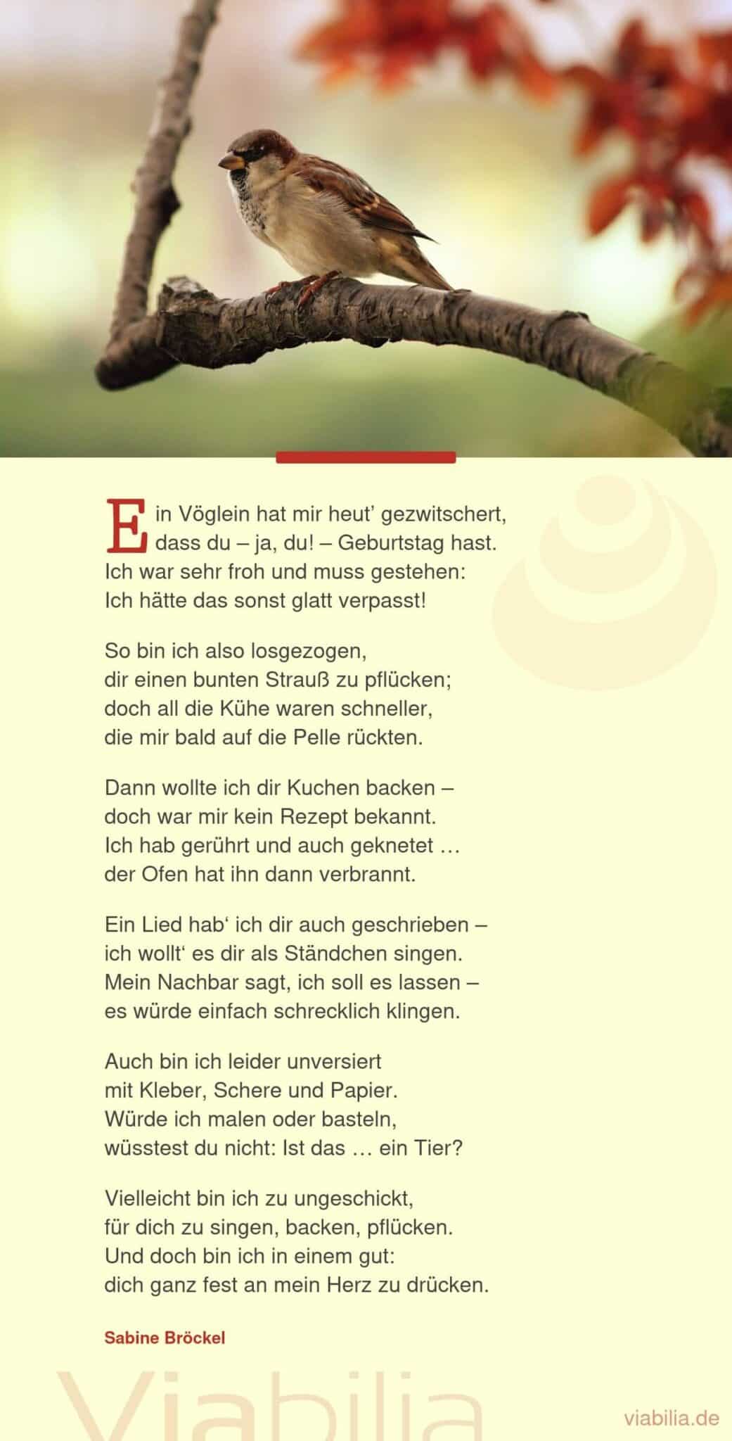 Geburtstagsgedicht: Vöglein hat mir gezwitschert