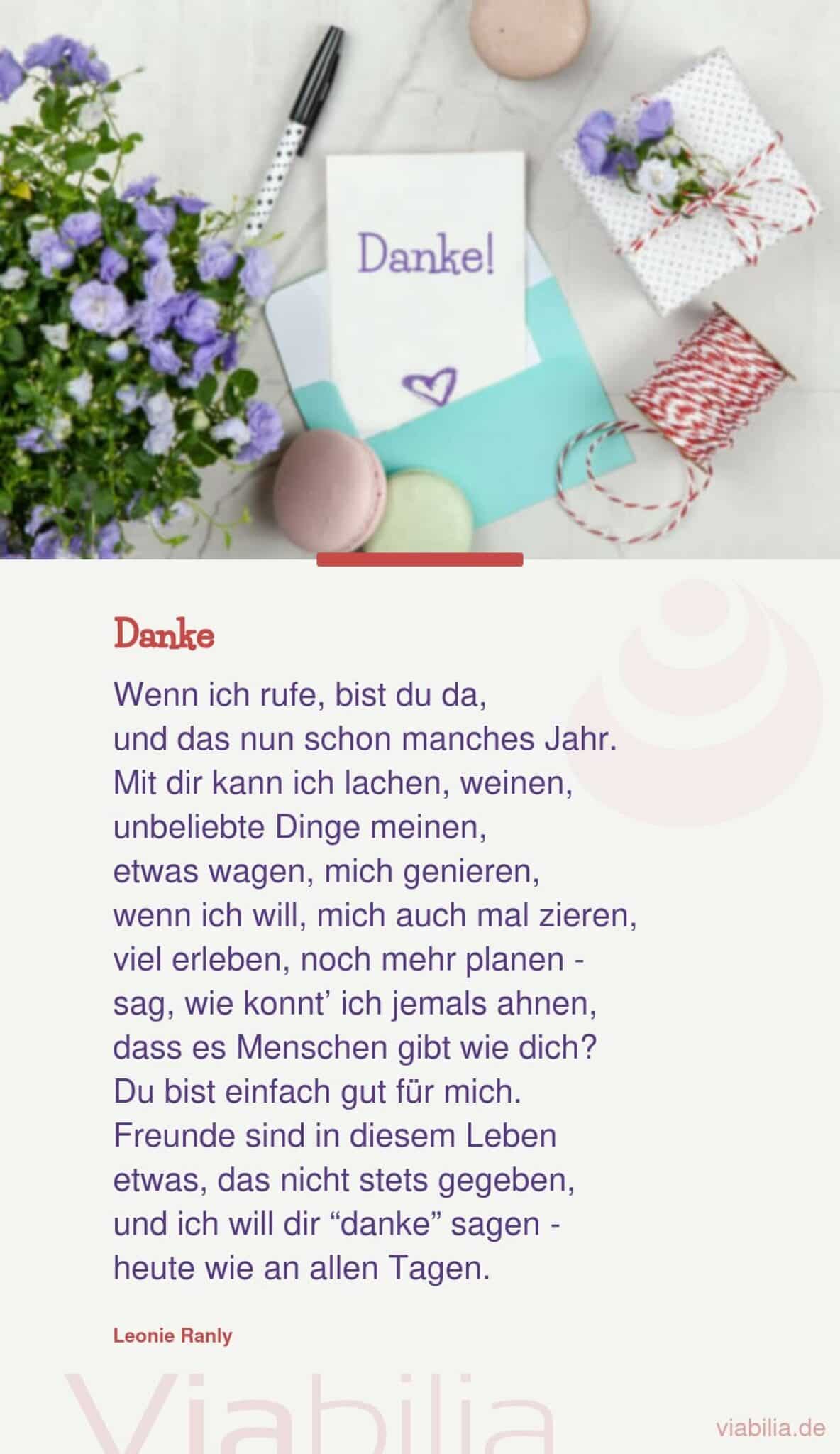 Gedicht, mit dem man wunderbar danke sagen kann