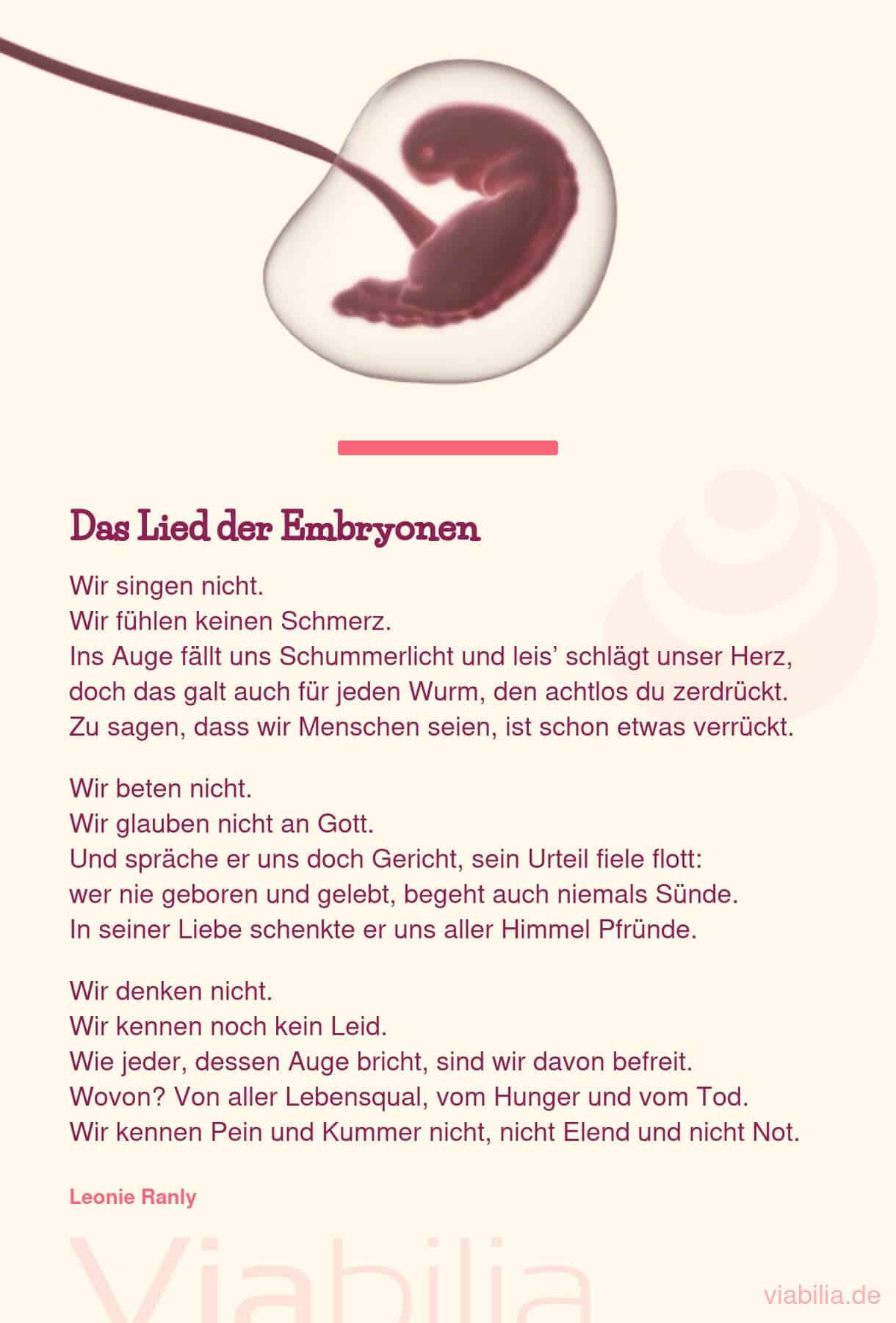 Gedicht zum Nachdenken: das Lied der Embryonen