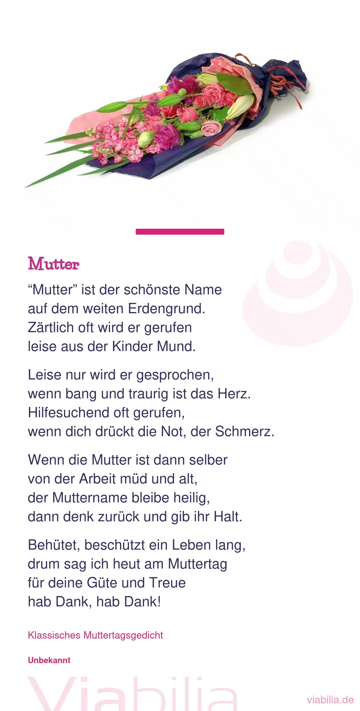 Gedicht zum Muttertag: Mutter ist der schönste Name